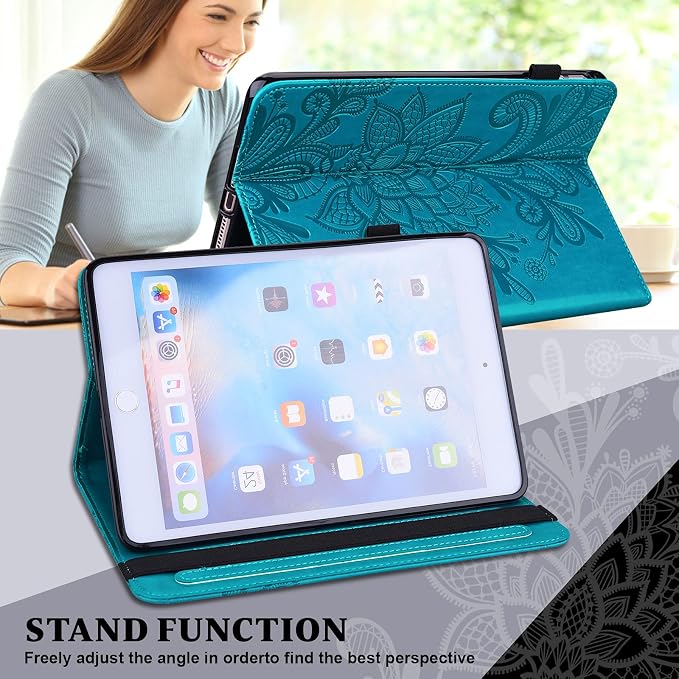 Fire HD 8 Case Slim Folding Stand Auto Wake/Sleep Wallet Case with Cards/Cash Holder for Amazon Fire HD 8(8th/7th/6th Gen 2018/2017/2016 Release)-Black