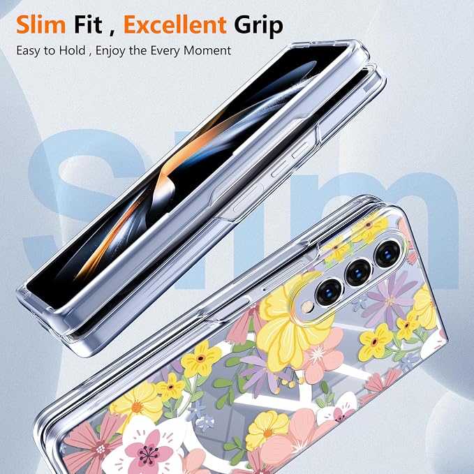 for Galaxy Z Fold4 CaseBuilt-in Magnet CircleWireless Charging | Military-Grade Shockproof case Cover for Samsung Galaxy Z Fold4Anagallis