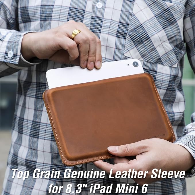 Top Grain Leather 12.9 Tablet Sleeve Slim Protector Vintage Design Fully Handmade Compatible with 12.9 iPad Pro 3/4/5/6 Gen Fits A2233 A2069 A2378 A2379 A2461 A2462 Coffee 12.9 Inch