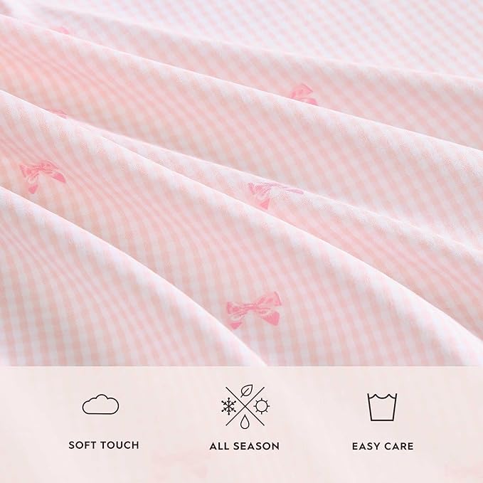 Laura Ashley Kids - Twin Sheet Set, Soft & Wrinkle-Resistant Toddler Bedding Set, Deep Pockets, Girl Bed Sheets with Matching Fitted Sheet & Pillowcase (Tiny Bows Pink)
