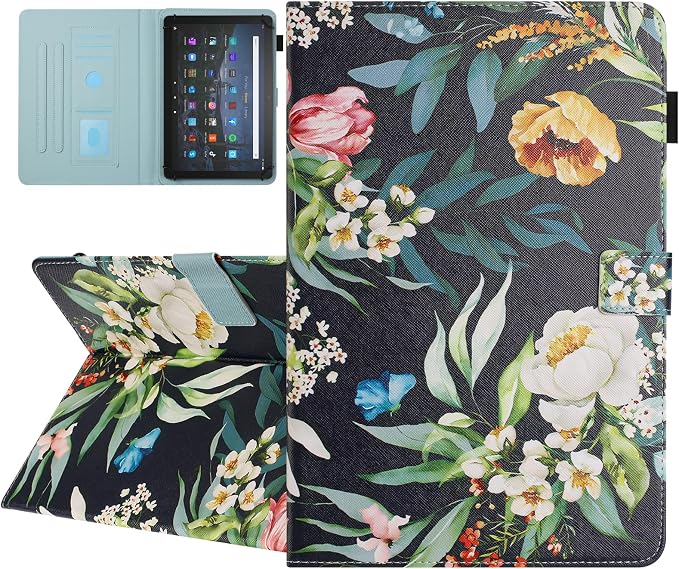 Universal Case for 10 Inch Tablet Multi-Angle Viewing Stand Case for 9.5-10.5 Inch Tablet Premium PU Leather Folding Stand Cover with Pen Holder &amp Multiple Angles Stand - Beach