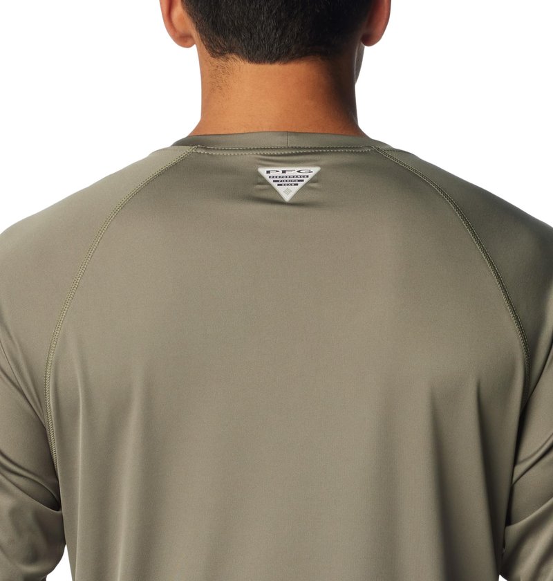 Columbia Men's PFG Terminal Tackle Long Sleeve Fishing Shirt, Cypress/Cool Grey Logo, 3X Tall