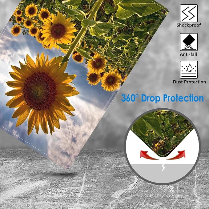 WEUIUJKILO Case for iPad (A16) 11th Generation 11 Inch 2025 iPad 10th Generation 10.9 Inch 2022 Slim PU Leather Folding Stand Smart Cover with Auto Sleep/Wake American Flag and Sunflower