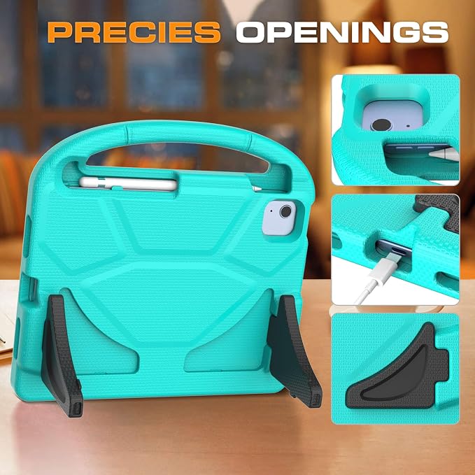 Kids Case for iPad (A16) 11th Generation 11 Inch 2025/iPad 10th Generation 10.9 Inch 2022 with Screen Protector and Pencil Holder Shockproof Handle Stand Cover for iPad 11/10 Gen Blue