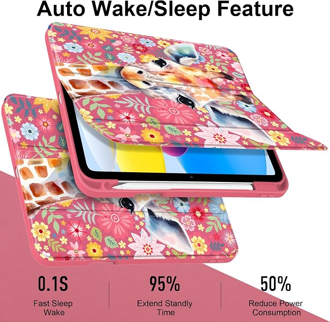 Case for iPad (A16) 11th Generation 11 inch 2025 /iPad 10th Gen 10.9 2022 - Aesthetic Cute Preppy Design Trifold Cover with Soft TPU Bumper Clear Back Auto Sleep/Wake Waves