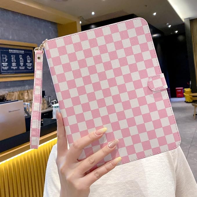 Checkered Case for iPad (A16) 11th Generation 11 Inch (2025) iPad 10th Generation 10.9 Inch (2022) with Pencil Holder (Black)