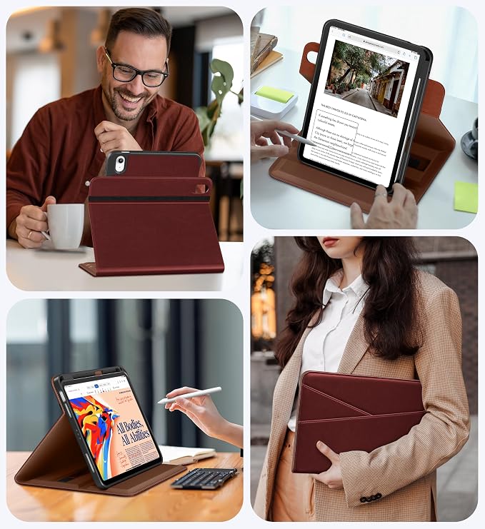 DTTO for iPad Air 11 inch Case M4/M3/M2 (2026/2025/2024) Black | 360 Degree Rotating Premium Faux Leather Folio Stand Cover with Pencil Holder Auto Sleep/Wake Multiple Angles Hand Strap