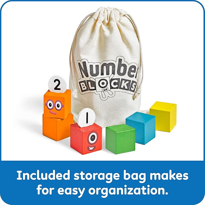 hand2mind Numberblocks One to Five Wooden Blocks, Wood Building Blocks for Toddlers 2-4 Years, Stacking Toys, Montessori Math Materials, Color Sorting Daycare Toys, Preschool Learning Activities