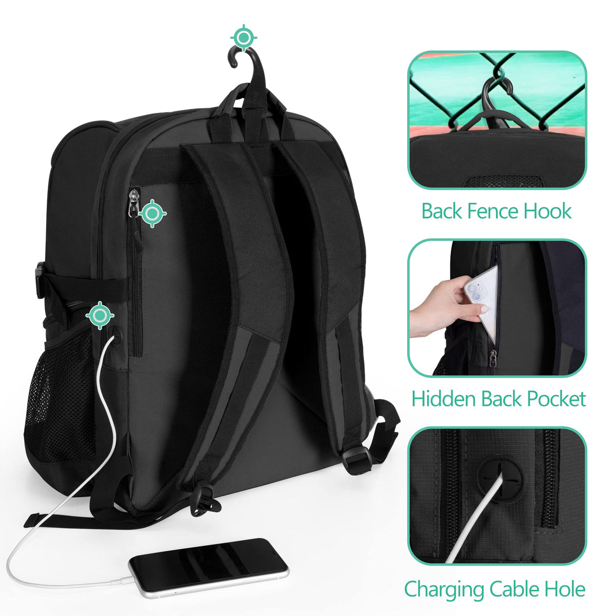 GOBUROS Basketball Bag Backpack with Ball & Shoe Compartment, Soccer Bag