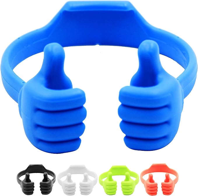 Honsky Cell Phone Tablet Stands (Pack of 5) Thumbs-up Cellphone Holder Tablet Display Stand Mobile Smartphone Mount Cradle for Desk Desktop - Universal Multi-Angle Cute Black