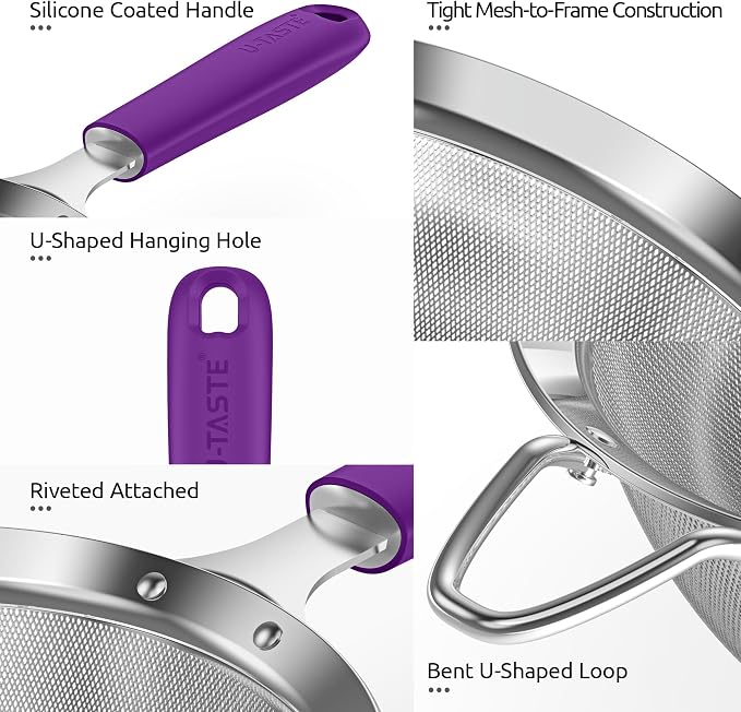 U-Taste Medium Fine Mesh Strainer: 18/8 Stainless Steel 4.73in 30 Mesh Kitchen