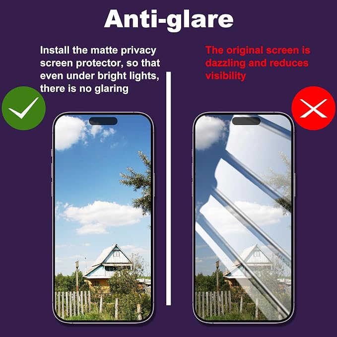 [2-Pack Matte Tempered Glass Screen Protector for iPhone 15 Pro Max Anti-Fingerprint &amp Oil Resistant Smooth as Silk 9H Hardness Bubble-Free Case Friendly 6.7-Inch