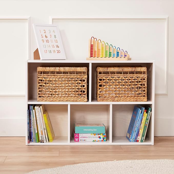 ECR4Kids Streamline 5-Compartment Storage Cabinet, 24in, Classroom Furniture, White Wash