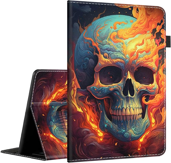 Case for Amazon Kindle Fire Max 11 Case (13th Gen 2023 Release) 11，Slim Fit Foldable Standing Cover Case with Auto Sleep/Wake for Fire 11 Max Tablet，Skull and Fire