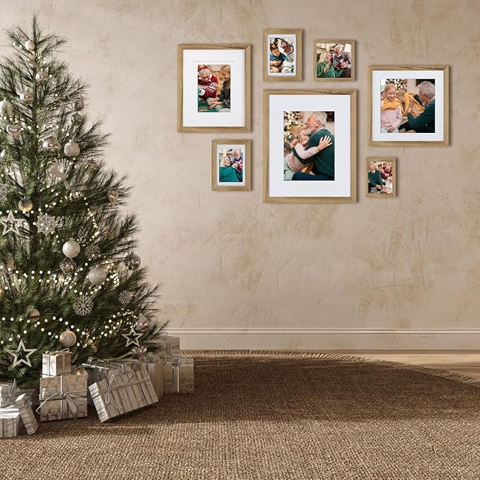 Egofine 8x10 Picture Frame with Plexiglass, Display Pictures 4x6/5x7 with Mat or 8x10 Without Mat for Tabletop and Wall Mounting, Carbonized Brown