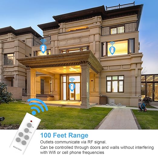 Beastron Upgraded Remote Controlled Outlet (1 Pack with 1 Remote),Expandable Remote Light Switch Kit, Wireless On Off Power Switch, 100ft RF Range, Compact Design, White