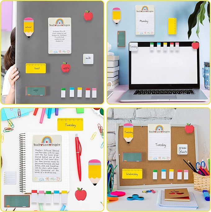 Xqumoi Teaching is A Work of Heart Sticky Notes Set Blackboard Self-Stick Note Pads Teacher Appreciation Gift Writing Memo Pads School Office Supplies
