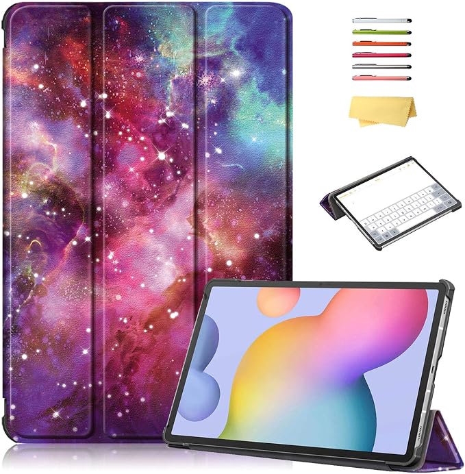 Case for Samsung Galaxy Tab S8 Plus 12.4 2022/S7 FE 2021/S7 Plus 2020 (SM-X800/X806/T730/T733/T736/T738/T970/T975/T976) Lightweight Tri-Fold Stand Thin Cover Auto Wake/Sleep Almond Blossom