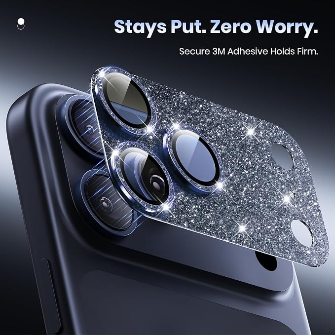 for iPhone 17 Pro Camera Lens Protector - 12FT Shatterproof | Military Grade Protection Strong Adsorption 9H+ Tempered Glass Camera Screen Full Protective Cover Case Friendly Black