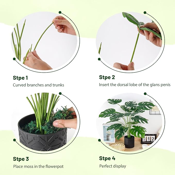 Der Rose 2 Pack 28'' Artificial Plants Indoor Large Fake Potted Plants Faux Monstera Plants Indoor Tall for Home Farmhouse Bedroom Living Room Decor