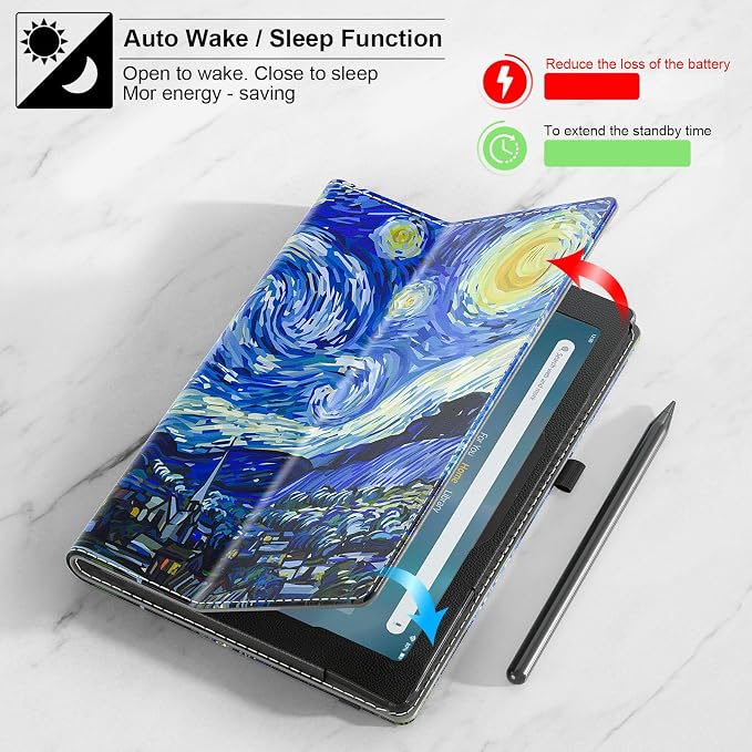 Case for All-New Amazon Fire HD 10 Tablet (13th/11th Generation 2023/2021 Release) 10.1 - Slim Folding Stand Cover with Auto Wake/Sleep Hand Strap &amp Stylus Pen Holder Black Cat