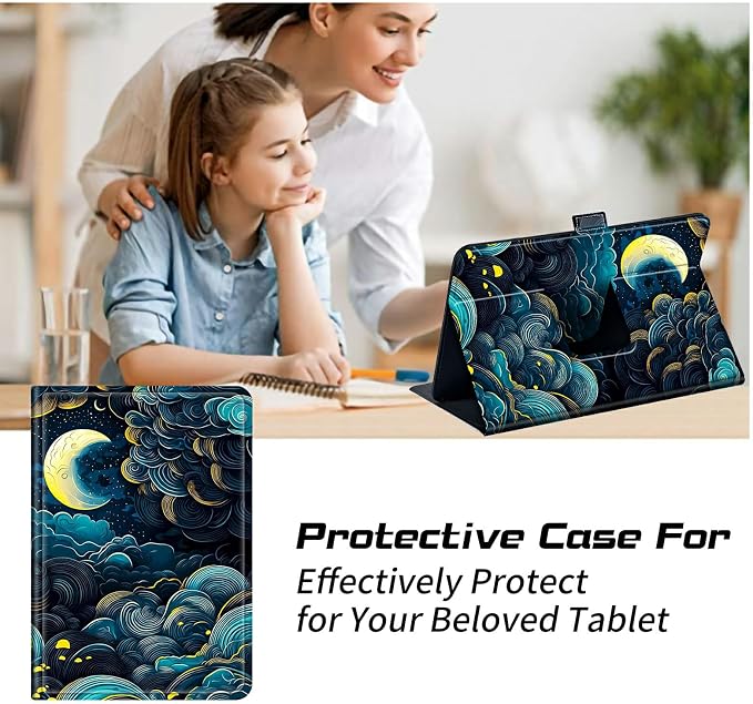 for Walmart Onn 10.1 2024 Onn 10.1 Gen 4 Universal Tablet Case 360 Degree Rotating Kickstand Protective Stand Case with Multiple Viewing PU Leather Shell Case Black Book Cat