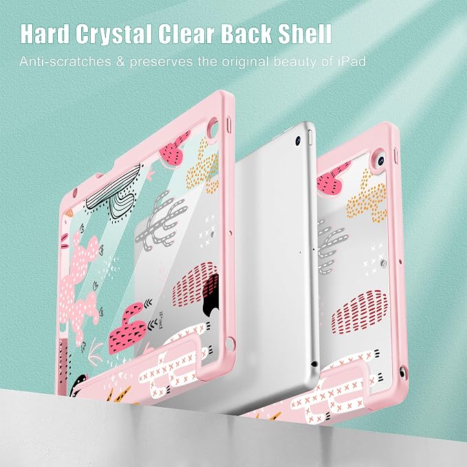 Tuiklol for iPad 10.2 inch 9th / 8th / 7th Gen 2021 2020 2019 Release Case | Built in Pencil Holder - TPU Protection Trifold Stand Stand Clear Back Tablet Cover With Auto Wake/Sleep Blue berries