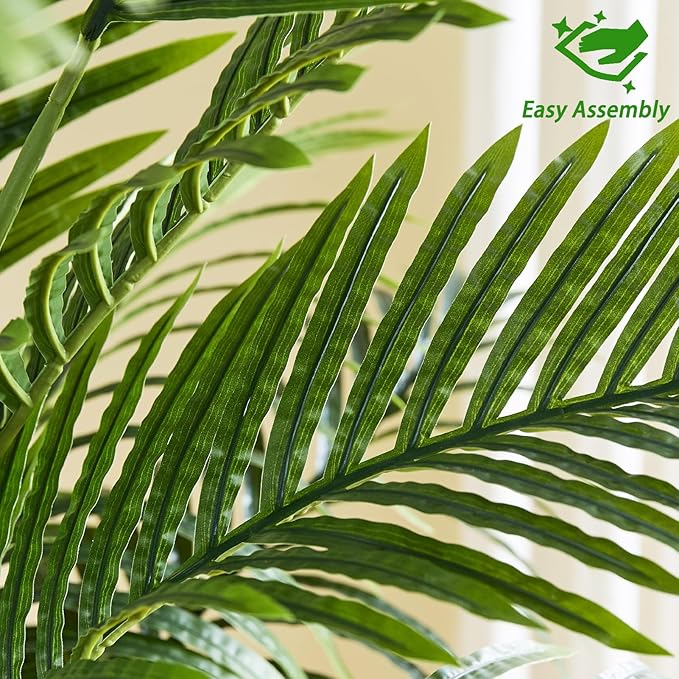 Artificial Palm Tree Indoor Plant 4FT Tall Fake Tropical Palm Tree in Pot, Real Bark Design Faux Areca Palm Tree for Home Office Living Room Bedroom Farmhouse Modern Outdoor Topiary Tree (13 Trunks)