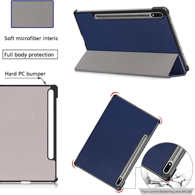 Case for Samsung Galaxy Tab S8 Plus 12.4 2022/S7 FE 2021/S7 Plus 2020 (SM-X800/X806/T730/T733/T736/T738/T970/T975/T976) Lightweight Tri-Fold Stand Thin Cover Auto Wake/Sleep Almond Blossom