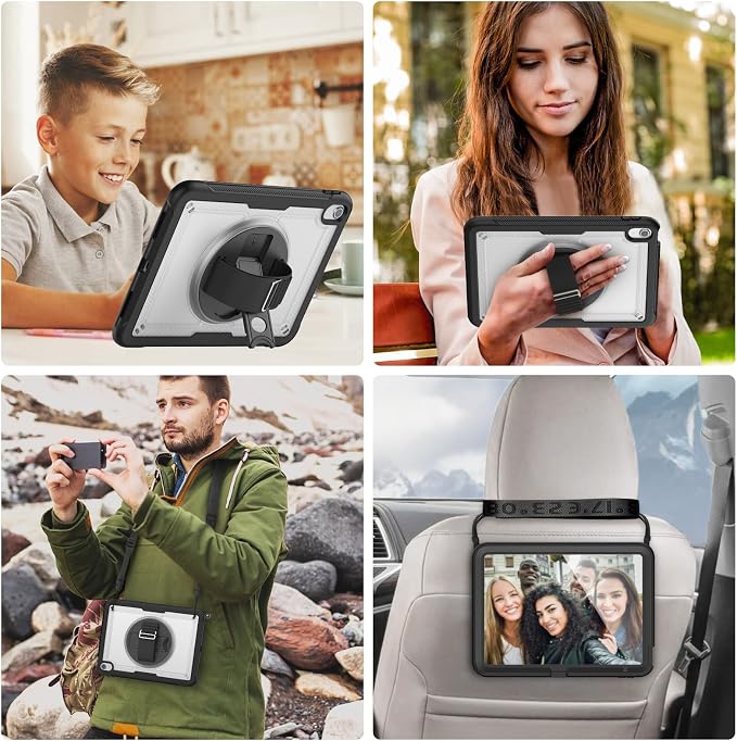 Case Compatible with iPad (A16) 11th 2025/10th Gen 2022 | Built-in Screen Protector Pen Holder Heavy Duty Shockproof Rugged Protective Case W/Handle Shoulder Strap
