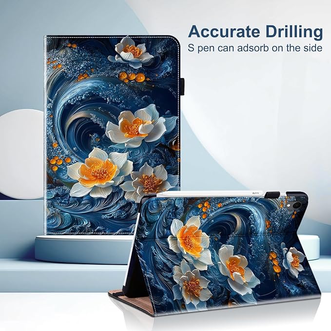 Case for Samsung Galaxy Tab A 10.1 2019 Model SM-T510/T515/T517 Stylus Holder Flip Wallet Leather Shockproof Cover for Galaxy Tab A SM-T510 Case Bicolor Marble