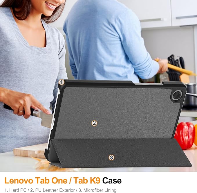 Smart Case for Lenovo Tab One / K9 8.7 Inch 2025 TB305XU/TB305FU Lightweight Trifold Stand Cover Auto Wake Sleep Blackish Green