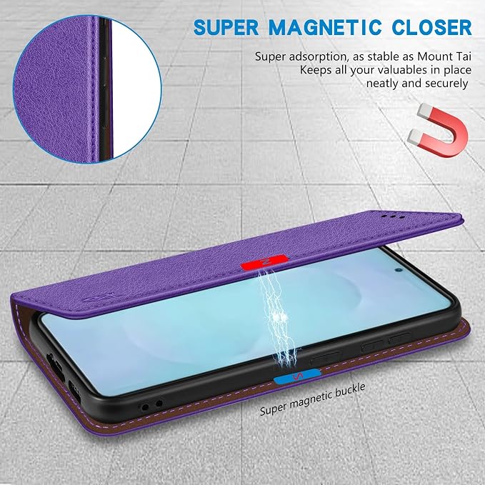 ZZXX for Samsung Galaxy S25 Wallet Case with [RFID Blocking] Card Slot Stand Strong Magnetic Leather Flip Fold Protective Phone Case for Samsung Galaxy S25 Case Wallet(Black-6.2 inch)