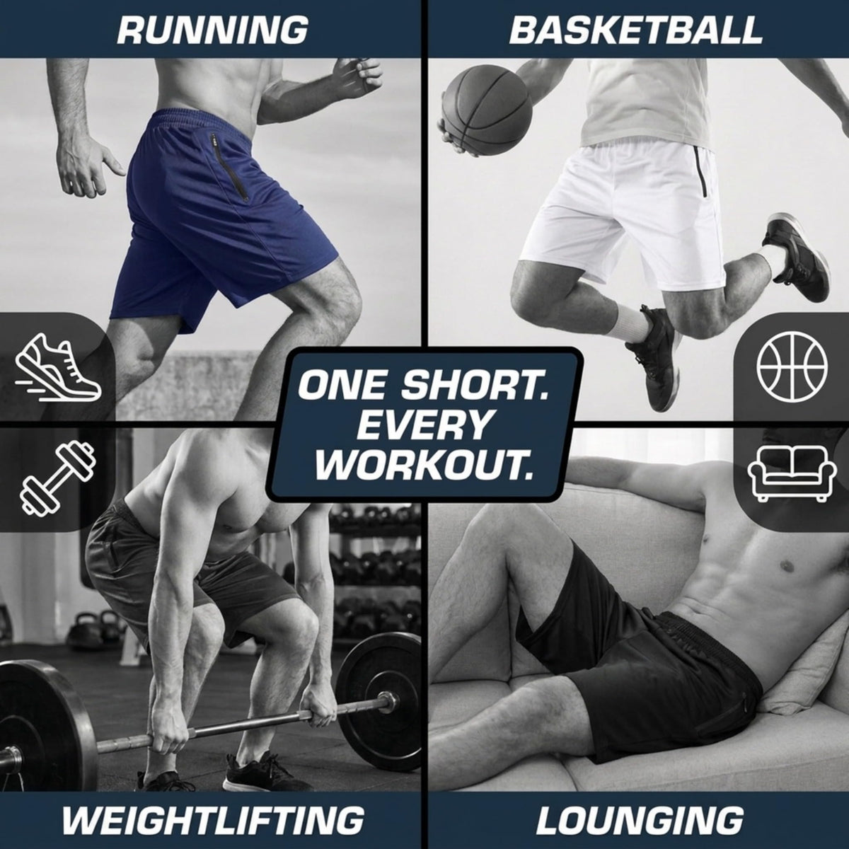 Ultra Performance Mens 5 Pack Athletic Running Shorts, Loose fit Basketball Gym Workout Shorts for Men with Zippered Pockets