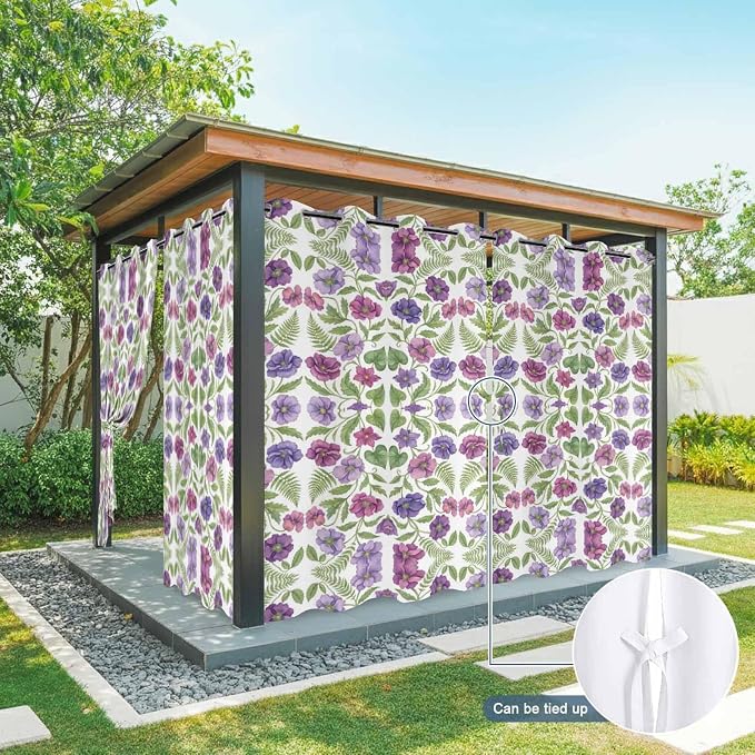Flowers Outdoor Curtains for Patio Summer Floral Pastoral Farmhouse Plant