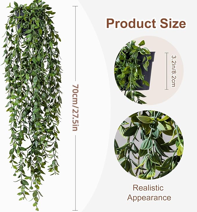 Artificial Hanging Plant 2 Pcs Faux Plant Ivy Vine Faux Eucalyptus Vines Fake Potted Greenery for Wall Living Room Home Shelf Office Bathroom Outdoor Indoor Decor (Type 1)
