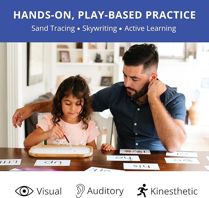 Sight Word & Phonics Flash Cards, Set 1 (High-Frequency Words 1-50) - Kinesthetic Learning, Picture-Embedded - Pre-K to Grade 3 - Homeschool & Classroom use - Model EW-22
