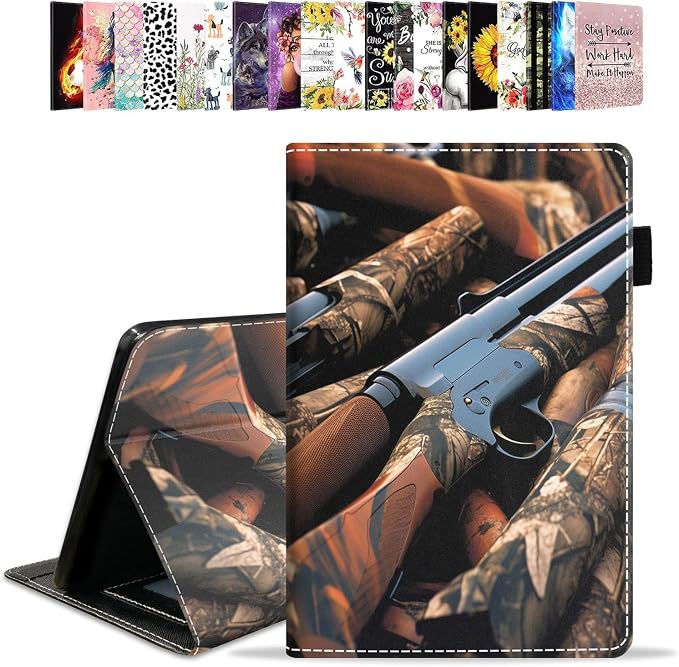 Case for Amazon Kindle Fire HD 10 Tablet 10.1 (9th/7th Generation 2019/2017 Release) - PU Leather Folio Case with Smart Auto Wake/Sleep African American Girl