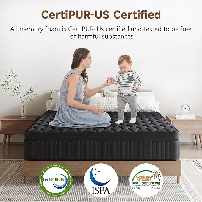 Full Mattress, 14 Inch Full Medium Firm Hybrid Mattress in a Box, Individual Pocket Spring for Pressure Relief & Motion Isolation, Reinforced Edge Support, CertiPUR-US Certified