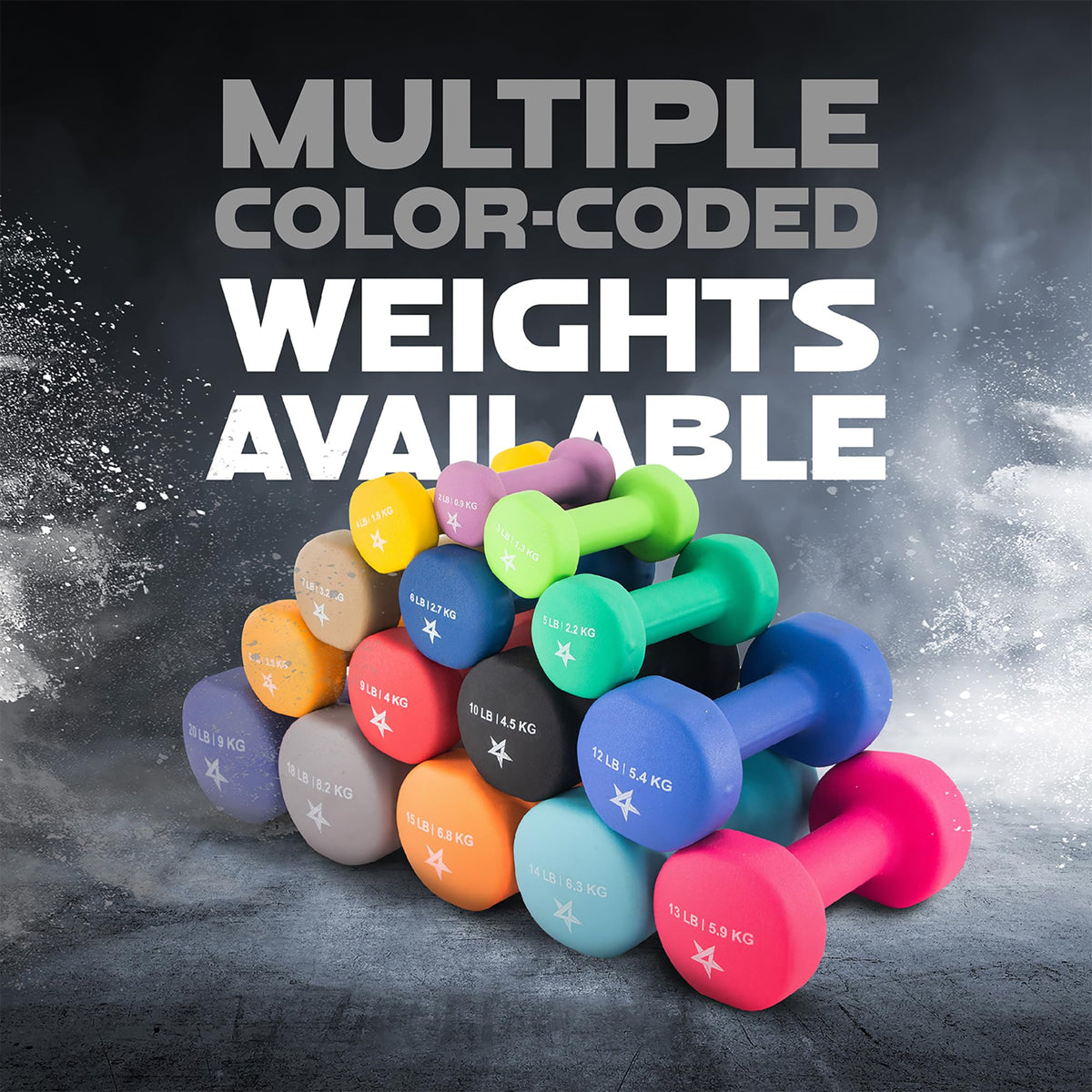 Yes4All Neoprene Coated Dumbbell Hand Weight Sets of 2 - Multiple Weight Options with 15 Colors, Anti-roll, Anti-Slip, Hexagon Shape, Grey, 18 lb Pair