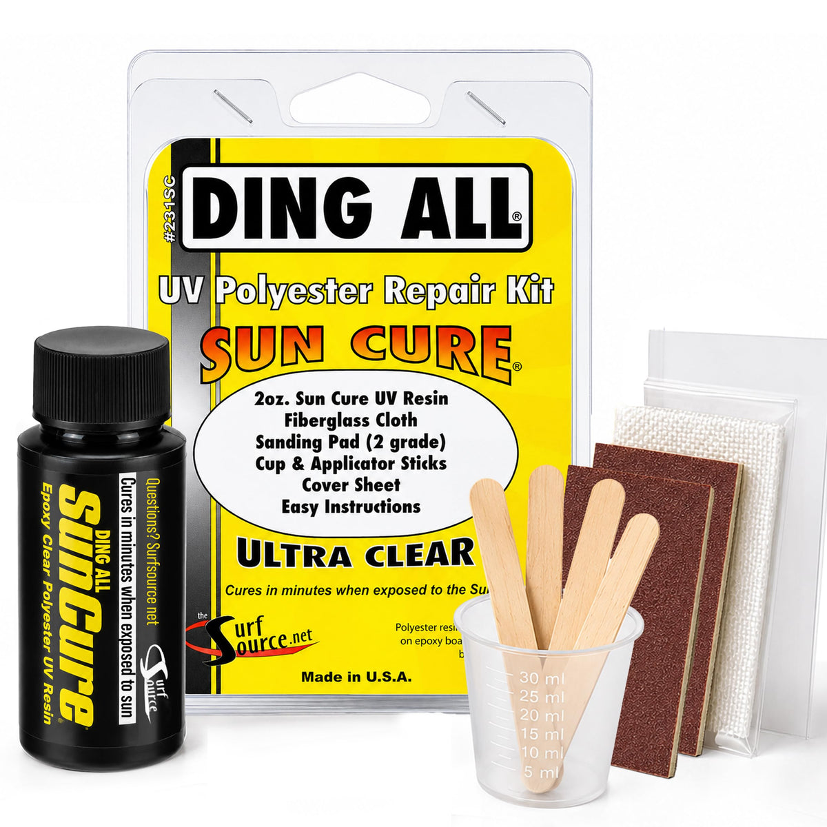 Ding All Sun Cure Surfboard Fiberglass Resin Repair Kit for Surfboard Wax