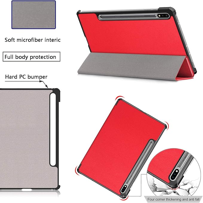 Case for Samsung Galaxy Tab S8 Plus 12.4 2022/S7 FE 2021/S7 Plus 2020 (SM-X800/X806/T730/T733/T736/T738/T970/T975/T976) Lightweight Tri-Fold Stand Thin Cover Auto Wake/Sleep Almond Blossom