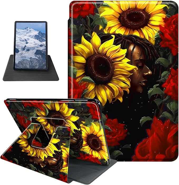 Case for Kindle Fire 7 Tablet (12th Generation 2022 Release) Baseball Theme 360 Degree Rotating Stand Protective Cover with Auto Sleep/Wake for Fire 7 2022 Tablet