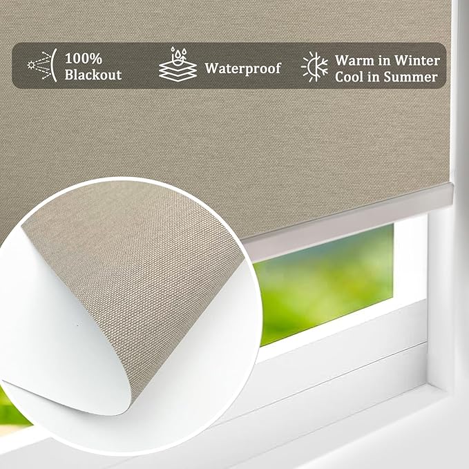 COOLWINDS Motorized Blinds with Remote Cordless Automatic Motorized Shades Custom Blinds for Windows Smart Curtains Compatible with Alexa Google Home(Blackout Sweet Latte,W51 x H72in)