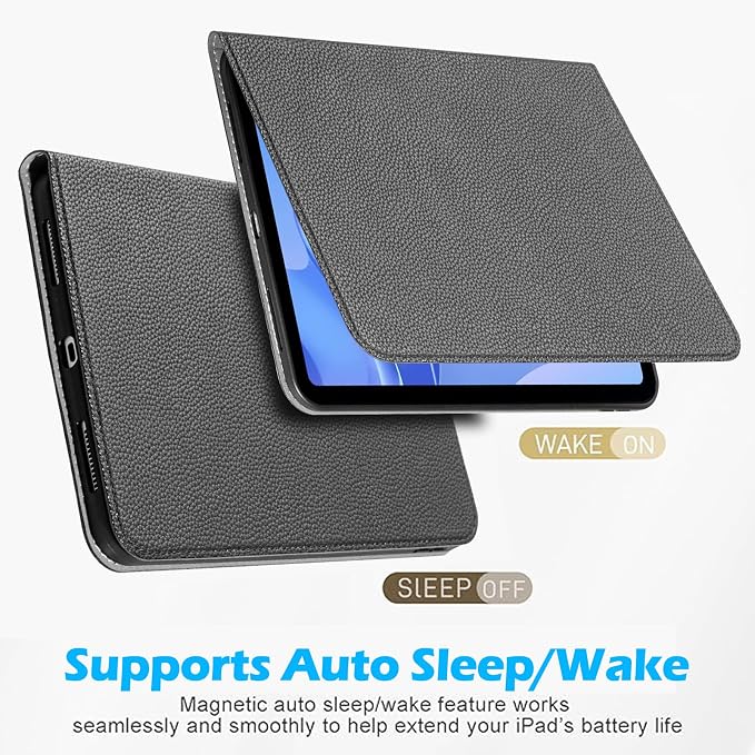 Case for 10.2-inch iPad 7th/8th/9th Gen (2019-2021 | Microfiber Leather ，Shockproof Smart Cover | Adjustable Stand | Auto Wake/Sleep | Multiple View Angles | Black