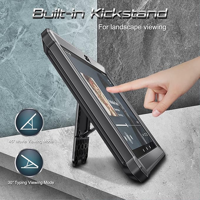 Fintie Shockproof Case for Fire HD 10 &amp 10 Plus 11th Gen 2021 Black | Tuatara Built-in Screen Protector &amp Kickstand Heavy Duty Rugged Full-Body Unibody Hybrid Cover Drops/Impacts/Dust Resis