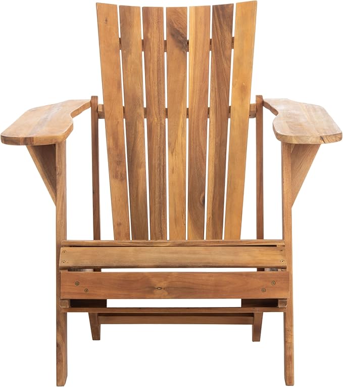 SAFAVIEH PAT6760A Outdoor Collection Merlin Natural Retractable Foot Rest Adirondack Chair