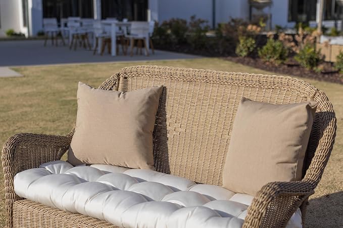 RSH DECOR: Sunbrella Square Throw Pillows Set of 4 | 20" x 20" | Water and Fade-Resistant Performance Fabric | Outdoor Pillow Covers with Down-Alternative Inserts | Canvas Heather Beige