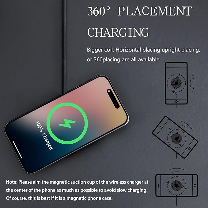 Magnetic Wireless Charger for iPhone 15W Fast Mag Safe Charger 2 Pack Charging Pad Compatible with iPhone 17/16/15/14/13/12 Series and Air - Pods 3/2/Pro 2/Pro Black