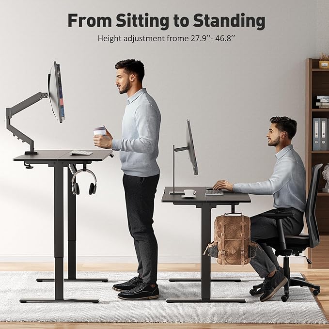 48 x 24 Inch Electric Standing Desk Adjustable Height, Sit Stand Desk, Stand up Desk for Home Office, Computer Workstation (Spliced Desktop,Black)